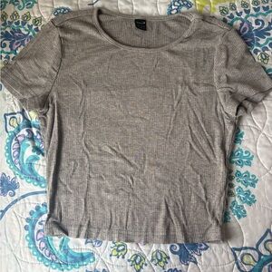 SHEIN Gray Ribbed Short Sleeve Top